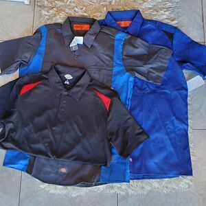 DICKIES Button Down Shirt Short Sleeve Size Large Work Shirt Lot of 3